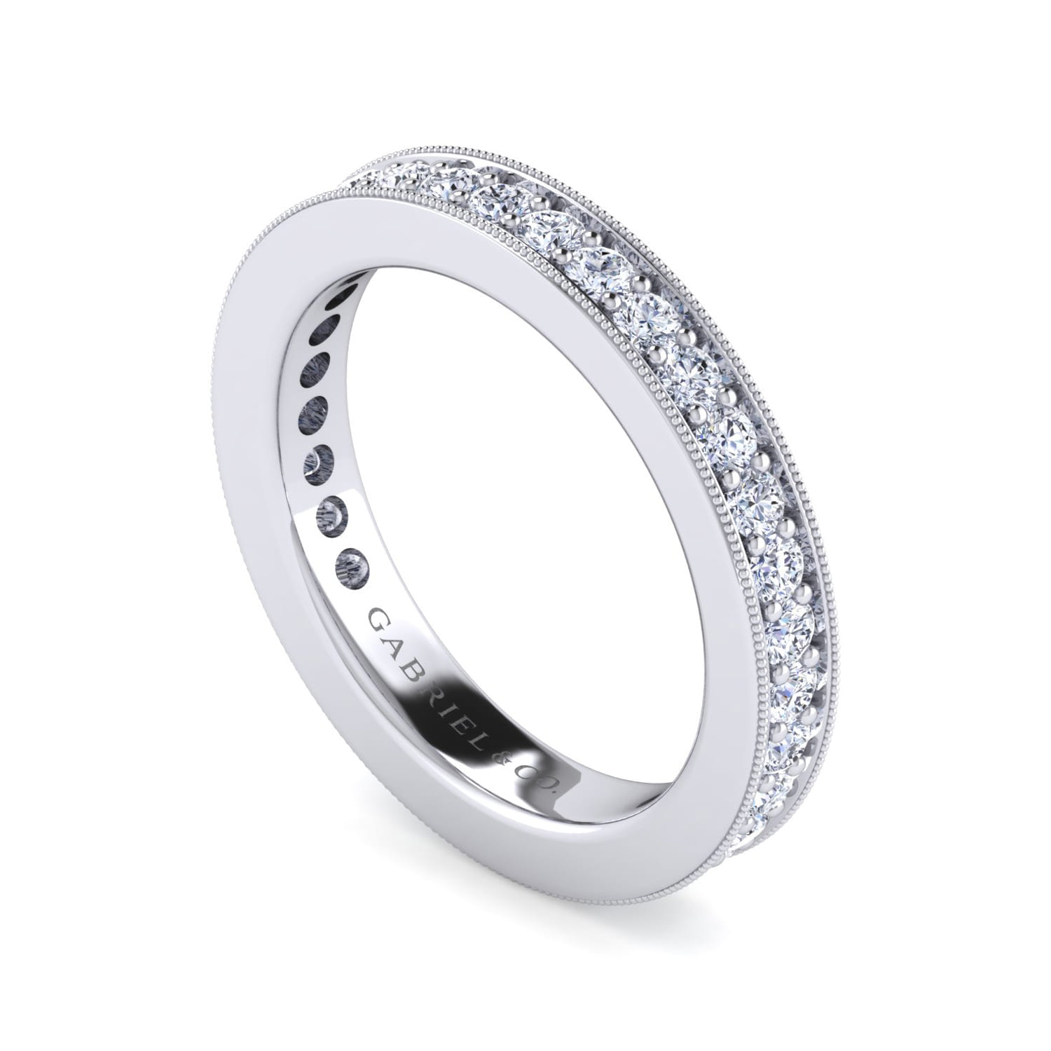 Eternity Band Wedding Ring in 14k White Gold with Round Natural Diamond at Gabriel & Co. - Shot 3