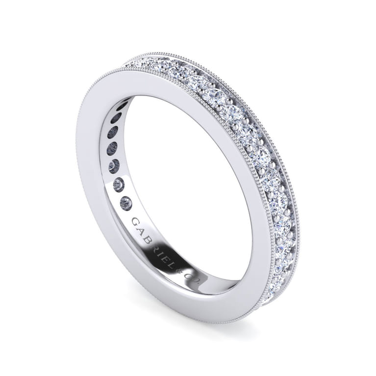 Eternity Band Wedding Ring in 14k White Gold with Round Natural Diamond at Gabriel & Co. - Shot 3