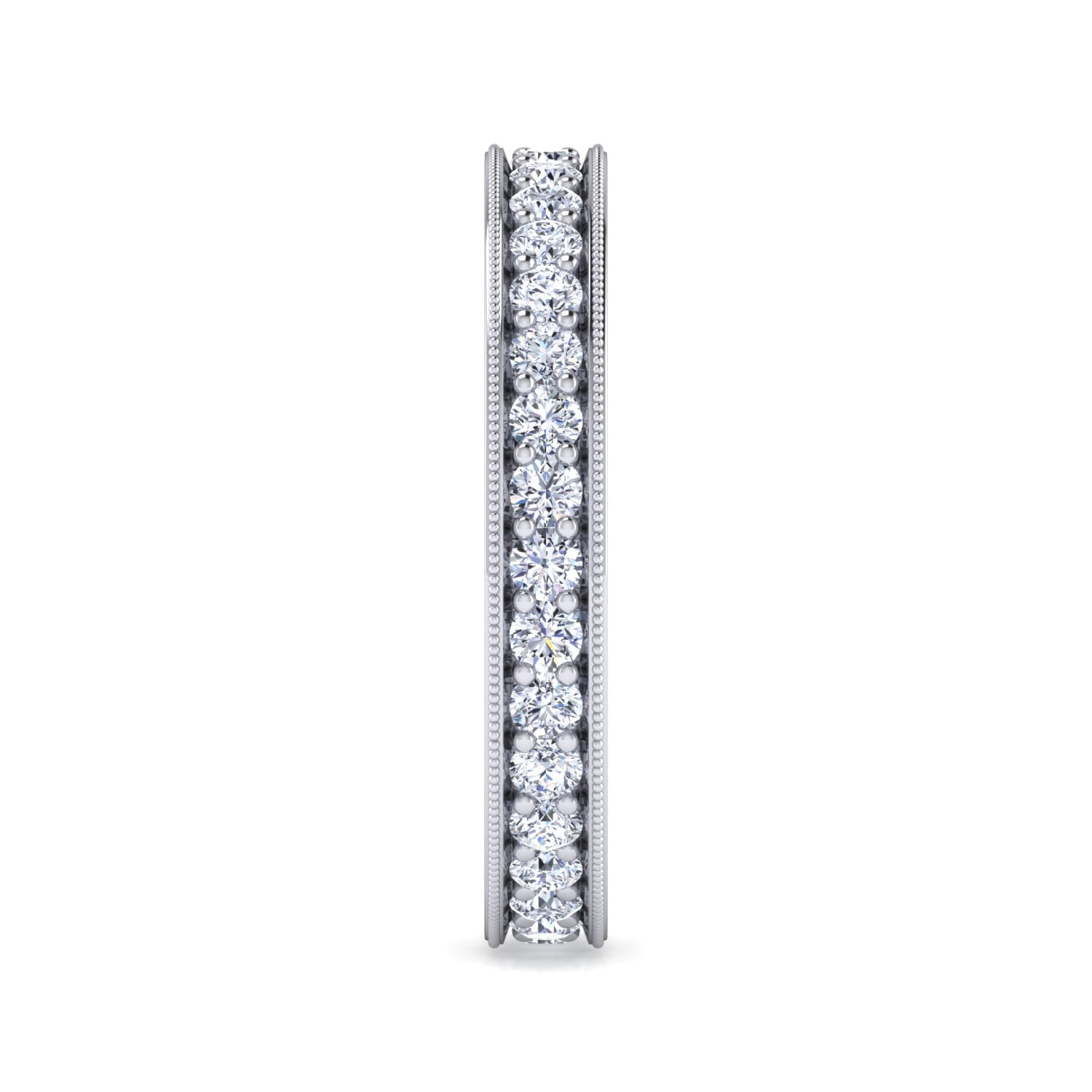 Eternity Band Wedding Ring in 14k White Gold with Round Natural Diamond at Gabriel & Co. - Shot 4