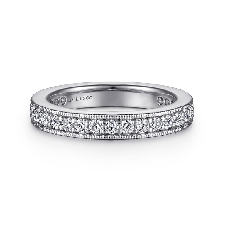 Eternity Band Wedding Ring in 14k White Gold with Round Natural Diamond at Gabriel & Co. - Shot 1