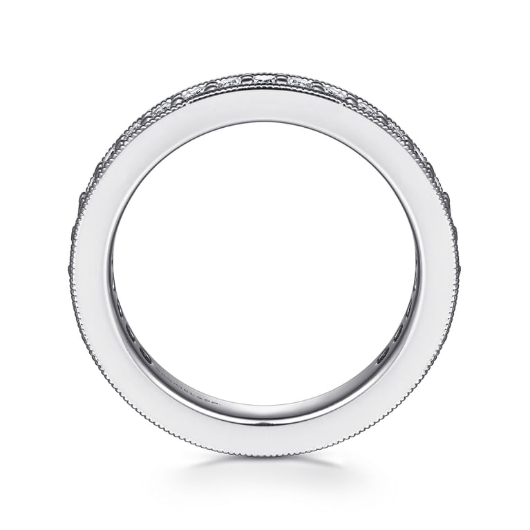 Eternity Band Wedding Ring in 14k White Gold with Round Natural Diamond at Gabriel & Co. - Shot 2