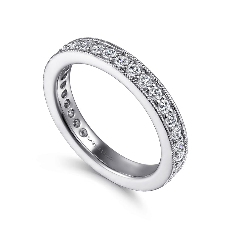 Eternity Band Wedding Ring in 14k White Gold with Round Natural Diamond at Gabriel & Co. - Shot 3