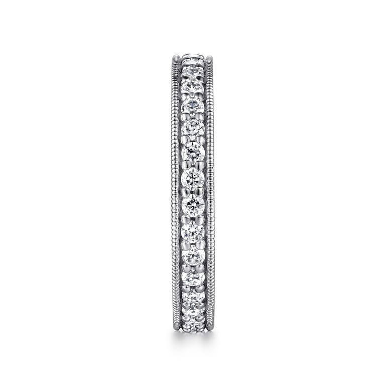 Eternity Band Wedding Ring in 14k White Gold with Round Natural Diamond at Gabriel & Co. - Shot 4
