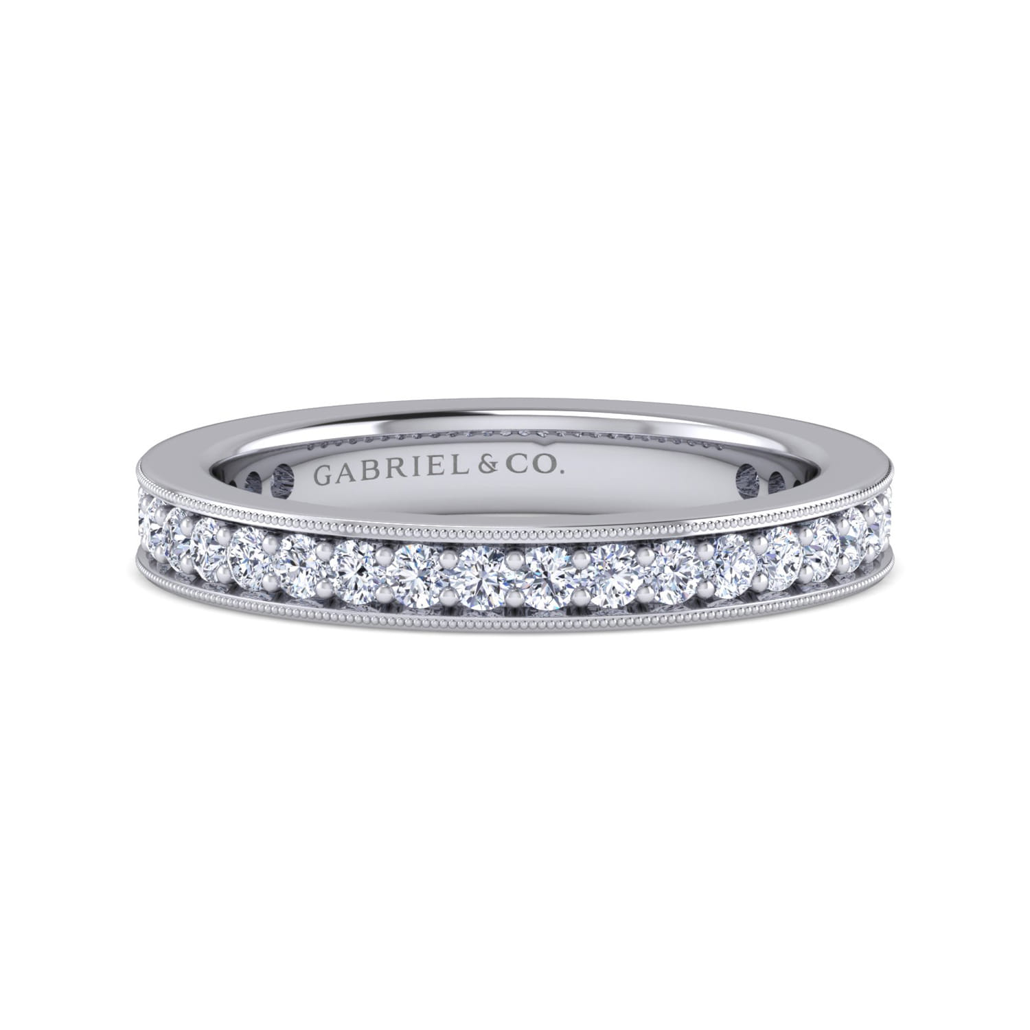 Eternity Band Wedding Ring in 14k White Gold with Round Natural Diamond at Gabriel & Co. - Shot 1