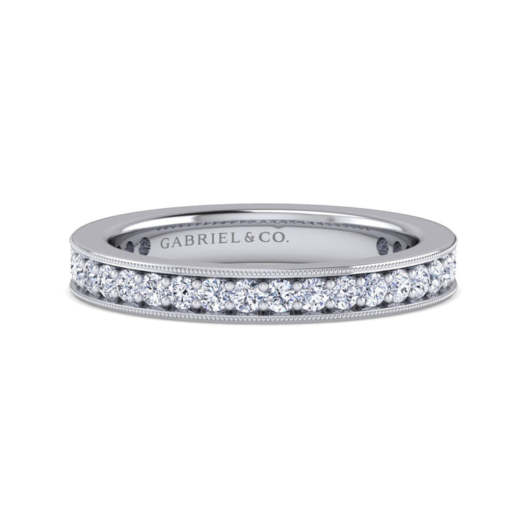 Eternity Band Wedding Ring in 14k White Gold with Round Natural Diamond at Gabriel & Co. - Shot 1