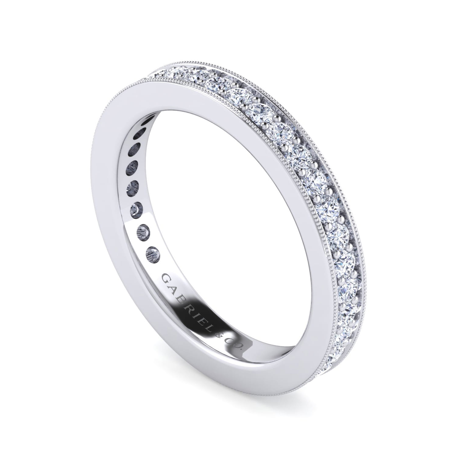 Eternity Band Wedding Ring in 14k White Gold with Round Natural Diamond at Gabriel & Co. - Shot 3