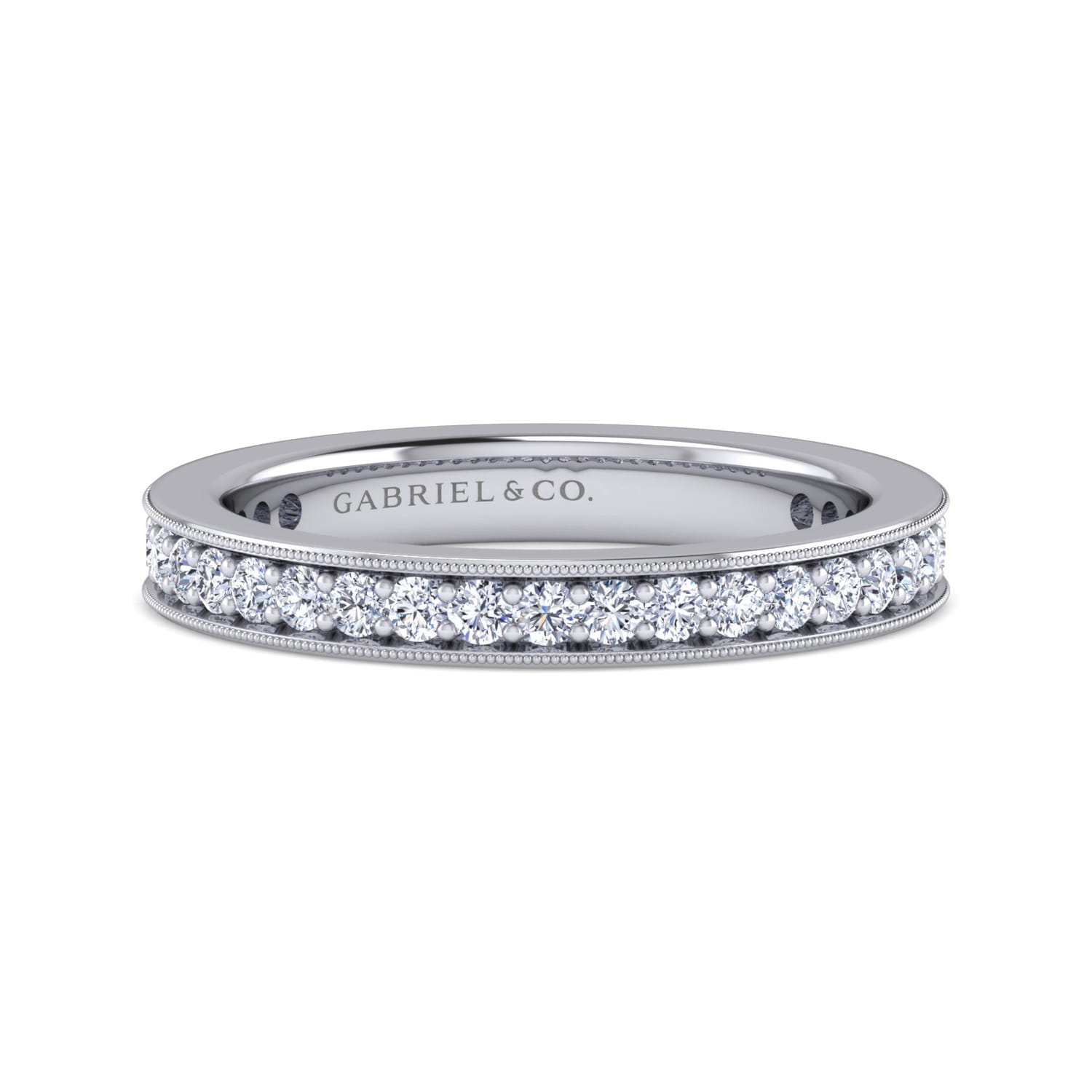 Eternity Band Wedding Ring in 14k White Gold with Round Natural Diamond at Gabriel & Co. - Shot 1