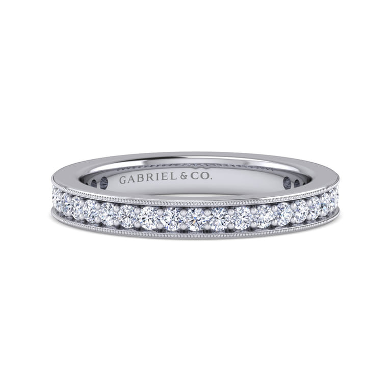 Eternity Band Wedding Ring in 14k White Gold with Round Natural Diamond at Gabriel & Co. - Shot 1