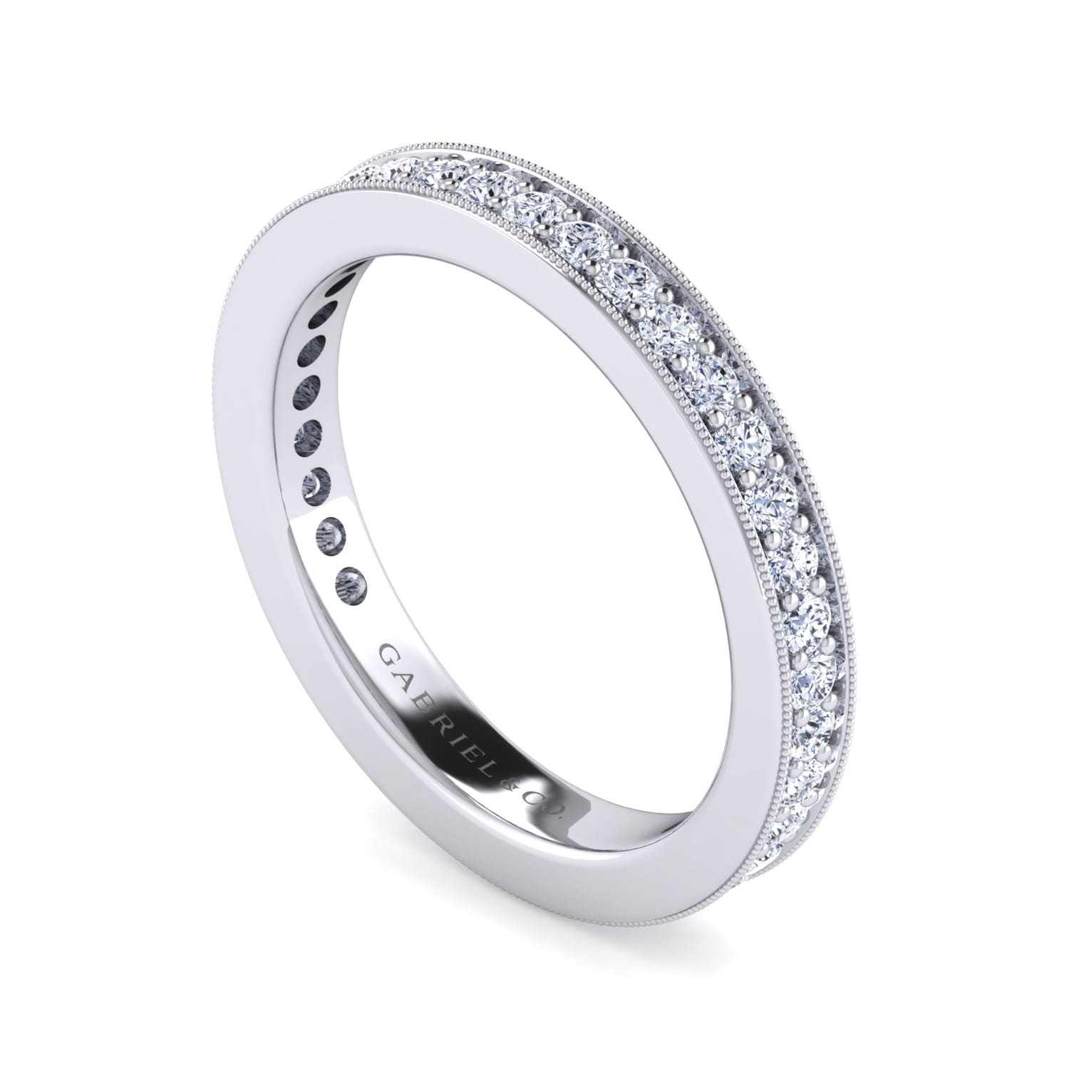 Eternity Band Wedding Ring in 14k White Gold with Round Natural Diamond at Gabriel & Co. - Shot 3