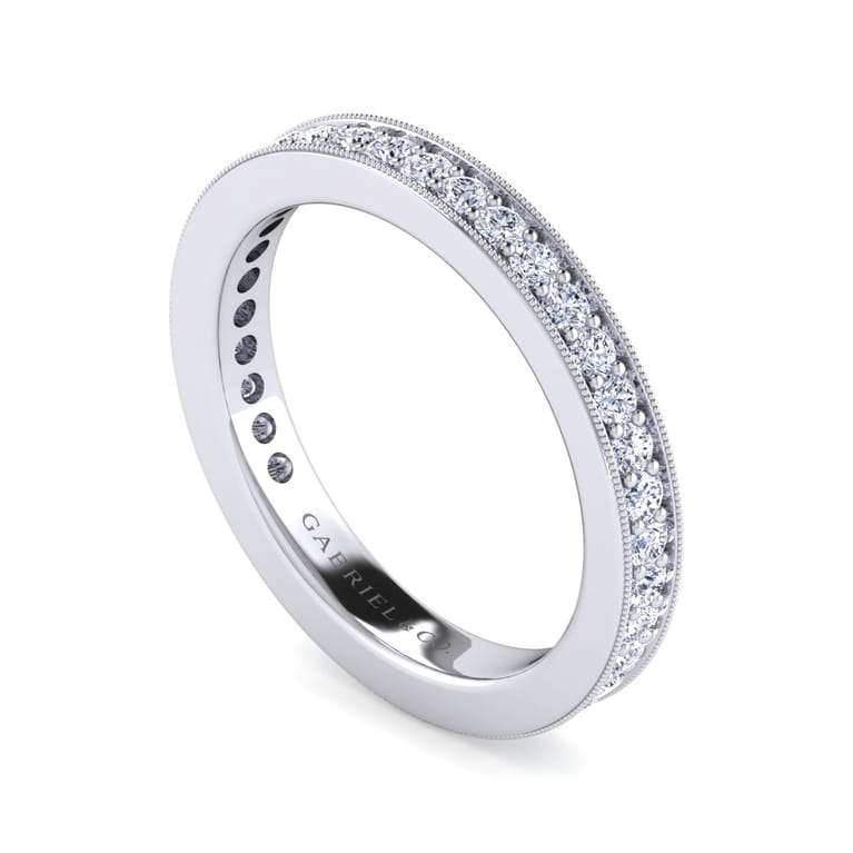 Eternity Band Wedding Ring in 14k White Gold with Round Natural Diamond at Gabriel & Co. - Shot 3