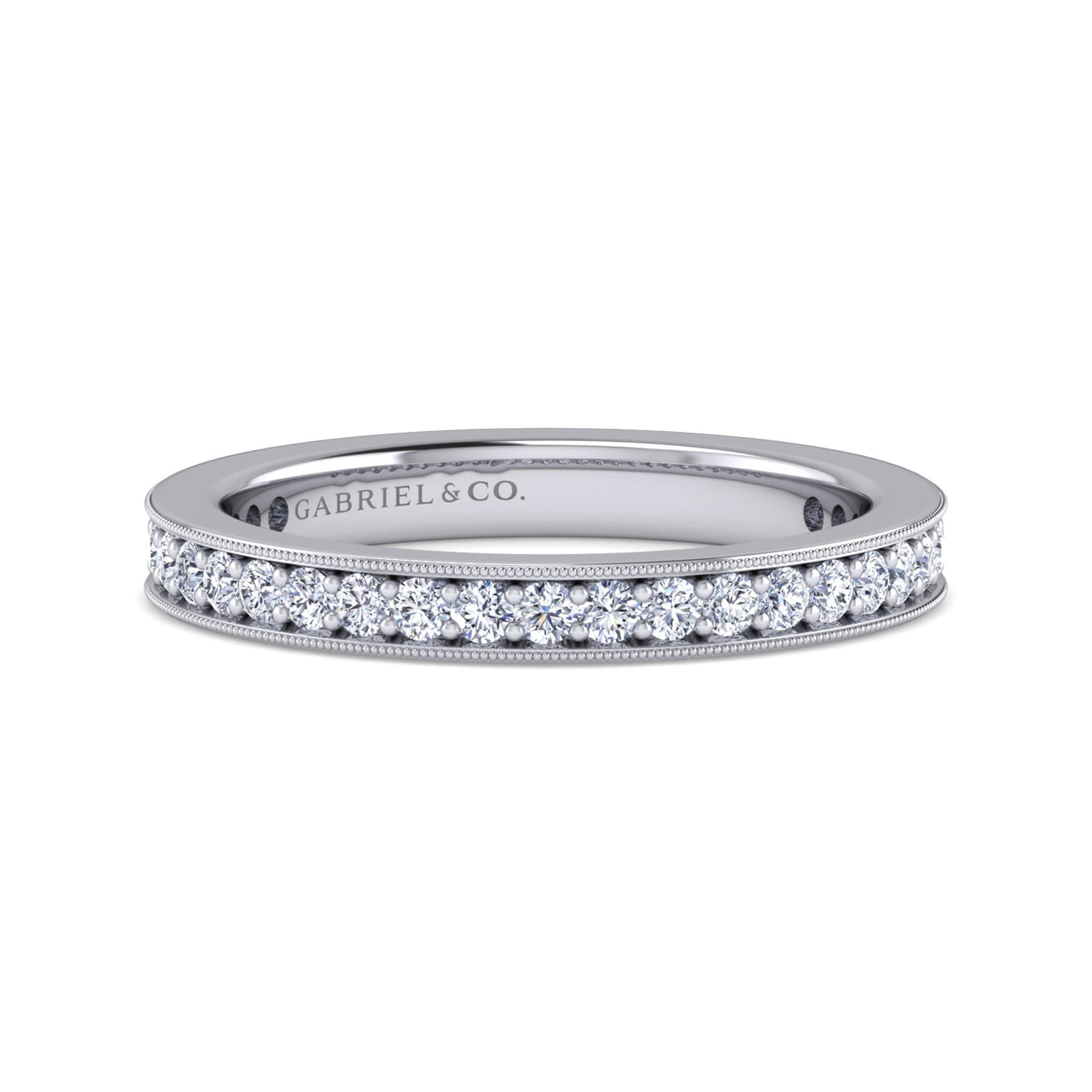 Eternity Band Wedding Ring in 14k White Gold with Round Natural Diamond at Gabriel & Co. - Shot 1