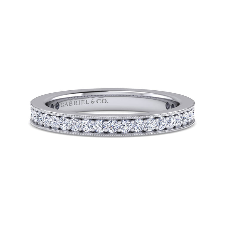 Eternity Band Wedding Ring in 14k White Gold with Round Natural Diamond at Gabriel & Co. - Shot 1