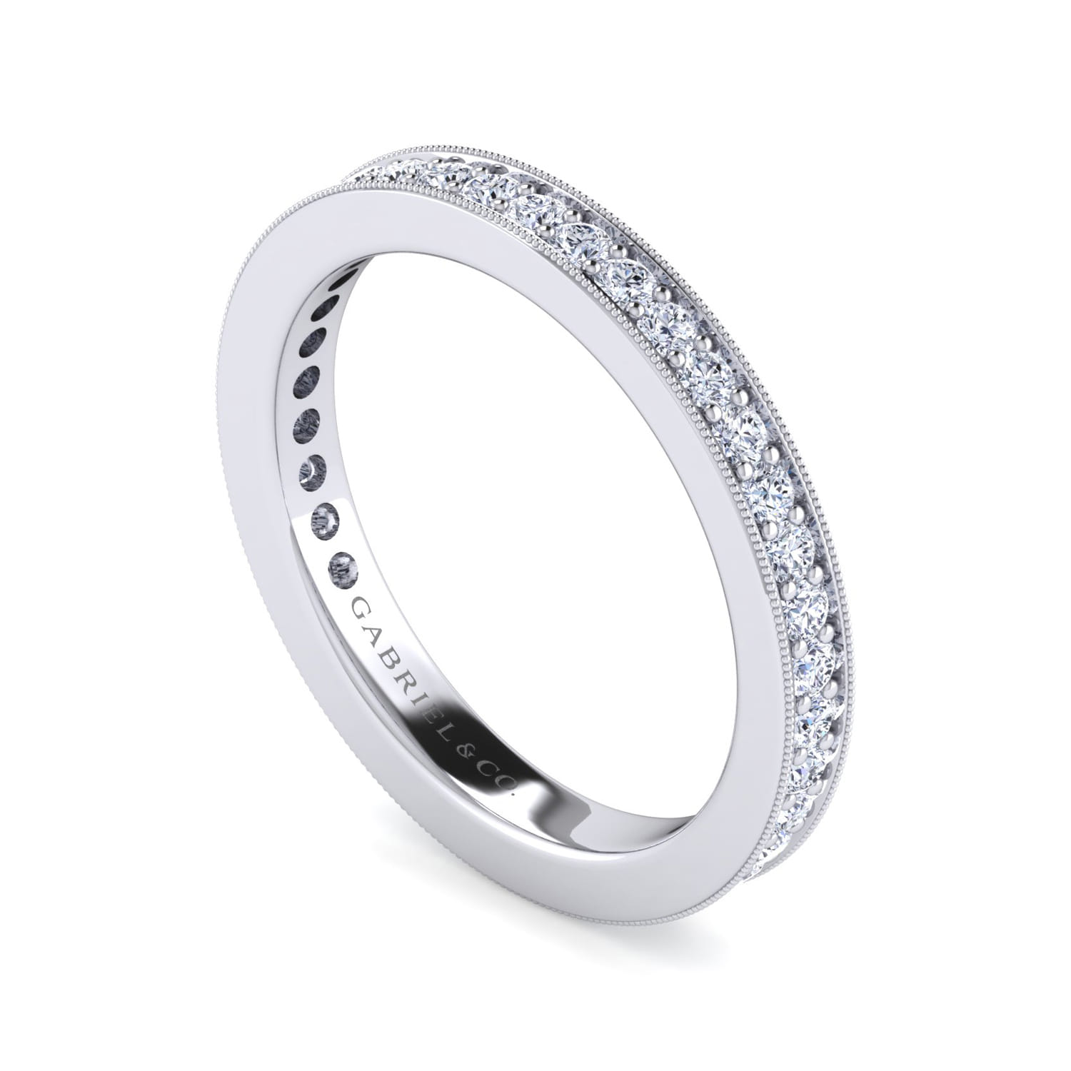 Eternity Band Wedding Ring in 14k White Gold with Round Natural Diamond at Gabriel & Co. - Shot 3