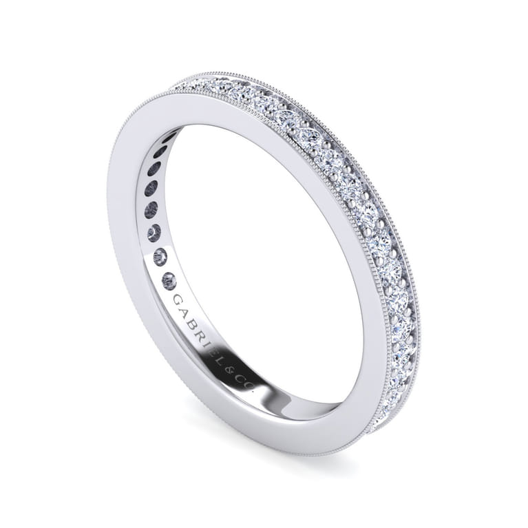 Eternity Band Wedding Ring in 14k White Gold with Round Natural Diamond at Gabriel & Co. - Shot 3