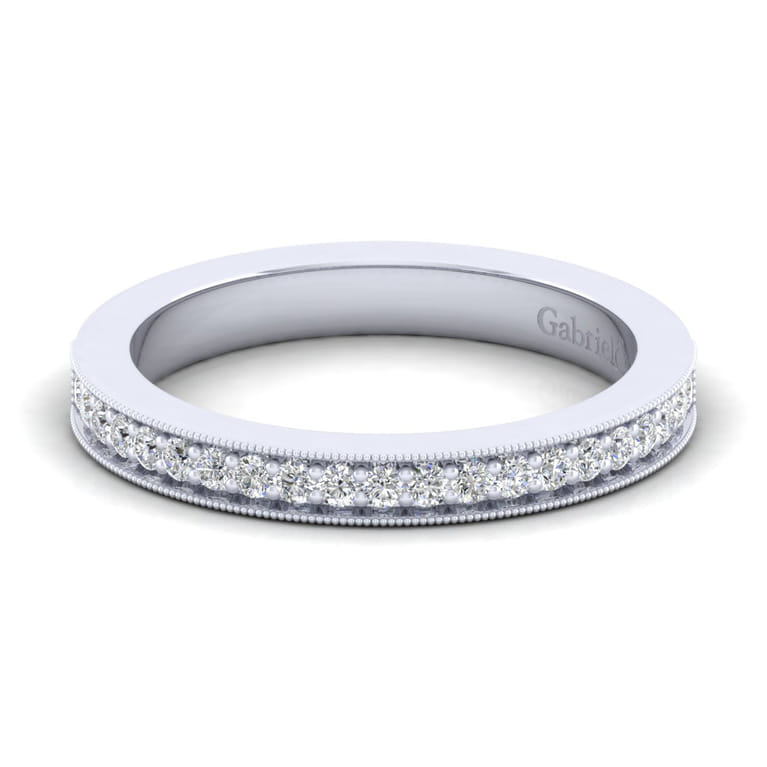 Straight Wedding Ring in 14k White Gold with Round Natural Diamond at Gabriel & Co. - Shot 1