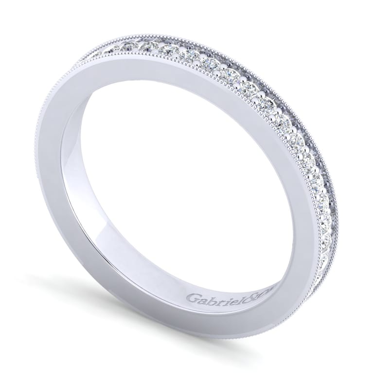 Straight Wedding Ring in 14k White Gold with Round Natural Diamond at Gabriel & Co. - Shot 3