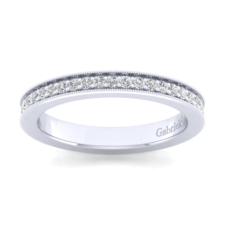 Straight Wedding Ring in 14k White Gold with Round Natural Diamond at Gabriel & Co. - Shot 4