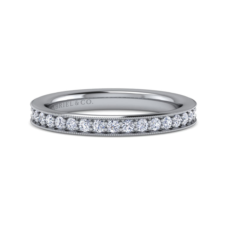 Straight Wedding Ring in 14k White Gold with Round Natural Diamond at Gabriel & Co. - Shot 1