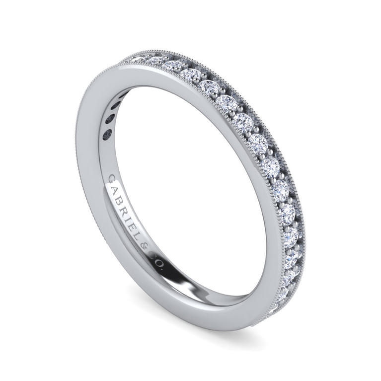 Straight Wedding Ring in 14k White Gold with Round Natural Diamond at Gabriel & Co. - Shot 3