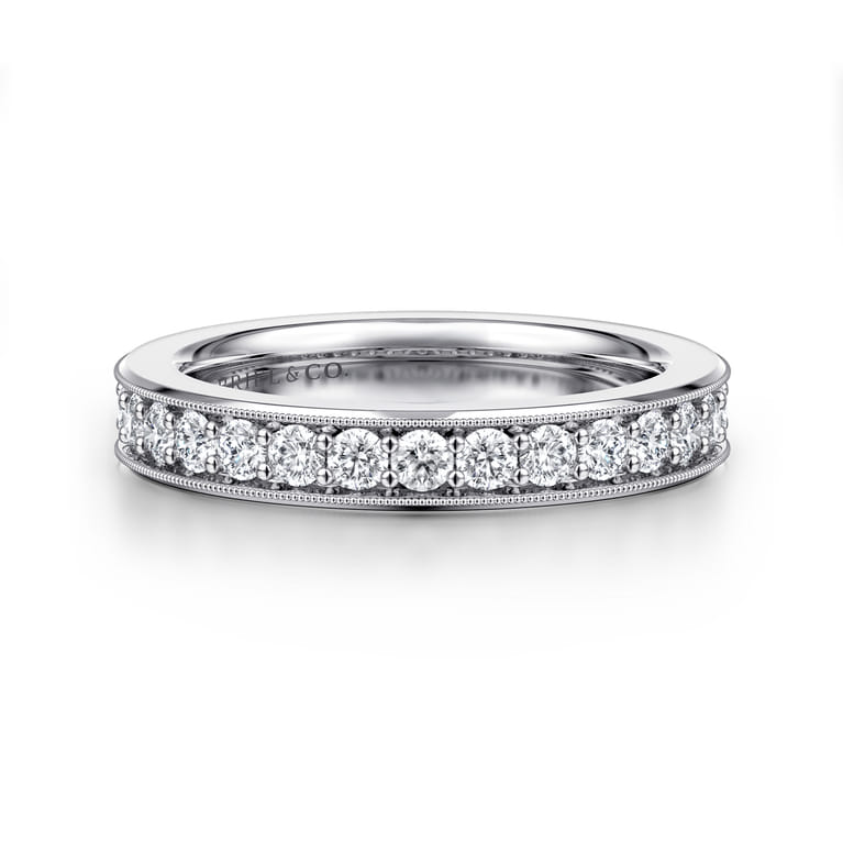 Straight Wedding Ring in 14k White Gold with Round Natural Diamond at Gabriel & Co. - Shot 1