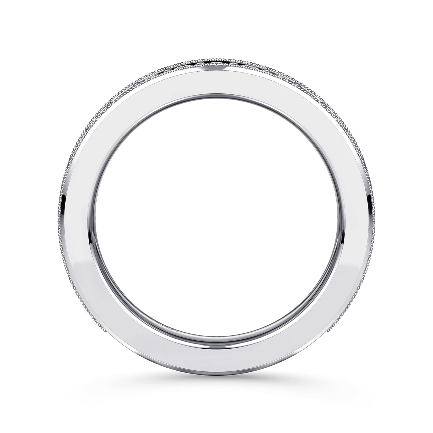 Straight Wedding Ring in 14k White Gold with Round Natural Diamond at Gabriel & Co. - Shot 2