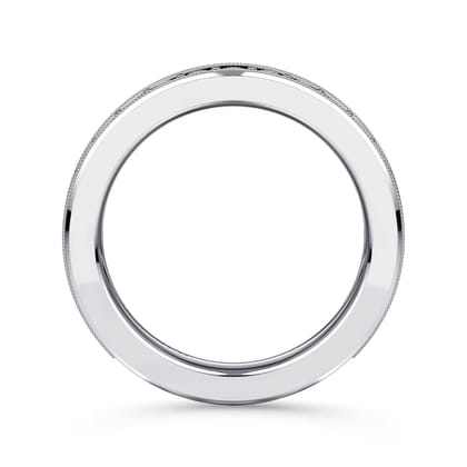 Calabria - 14K White Gold Diamond Prong Channel Diamond Anniversary Band with Milgrain