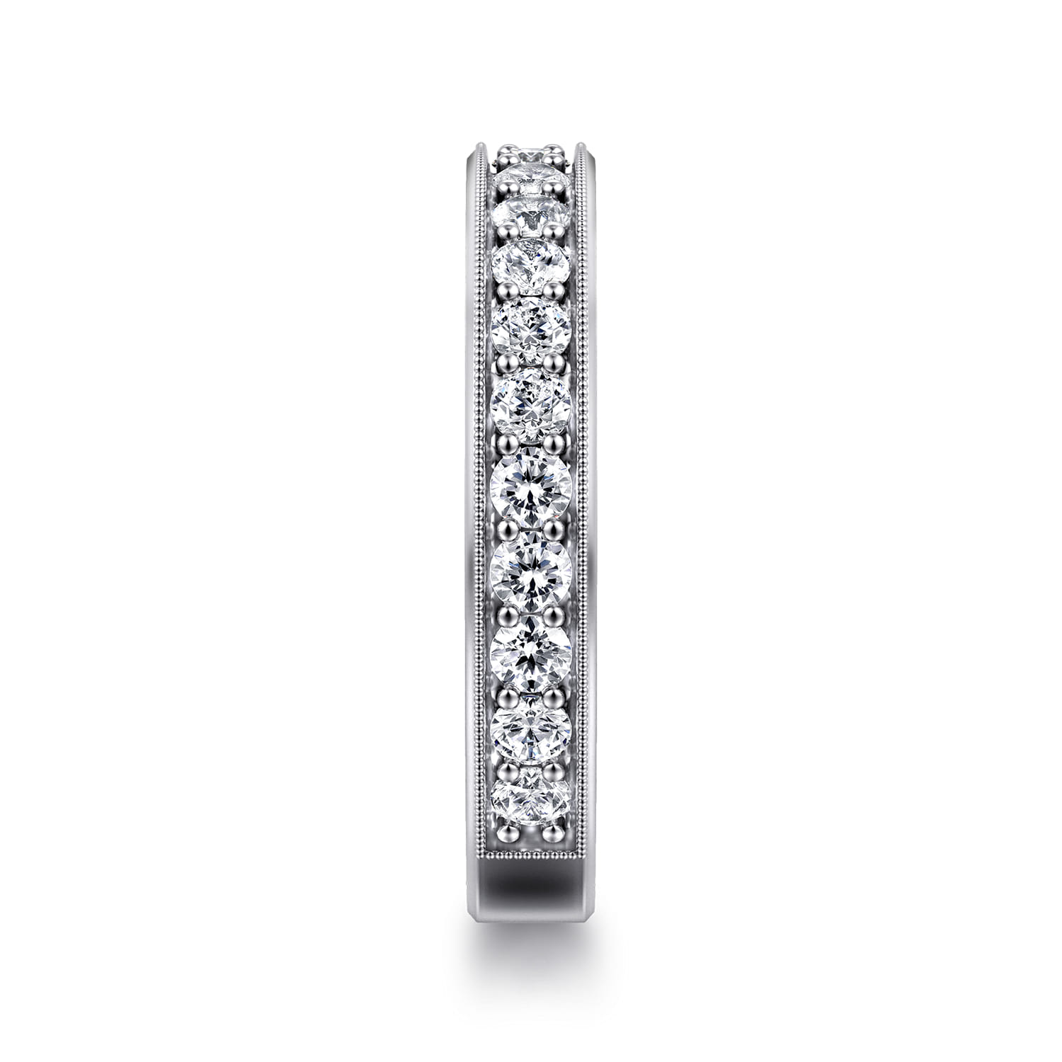 Straight Wedding Ring in 14k White Gold with Round Natural Diamond at Gabriel & Co. - Shot 4