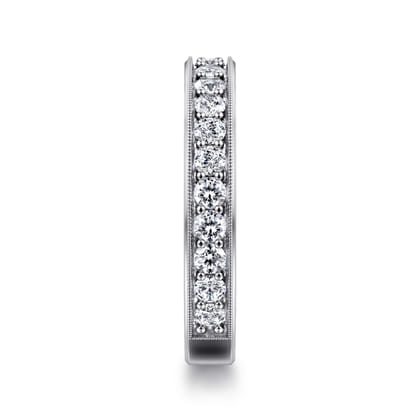 Calabria - 14K White Gold Diamond Prong Channel Diamond Anniversary Band with Milgrain