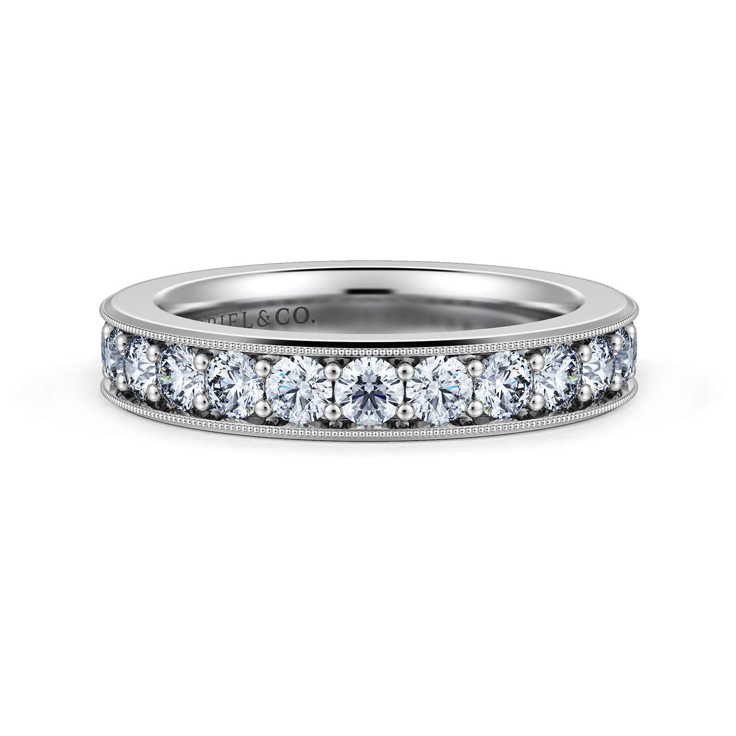 Straight Wedding Ring in 14k White Gold with Round  at Gabriel & Co. - Shot 1