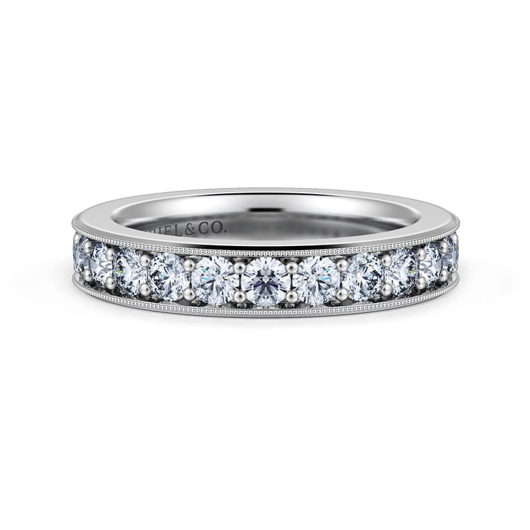 Straight Wedding Ring in 14k White Gold with Round  at Gabriel & Co. - Shot 1