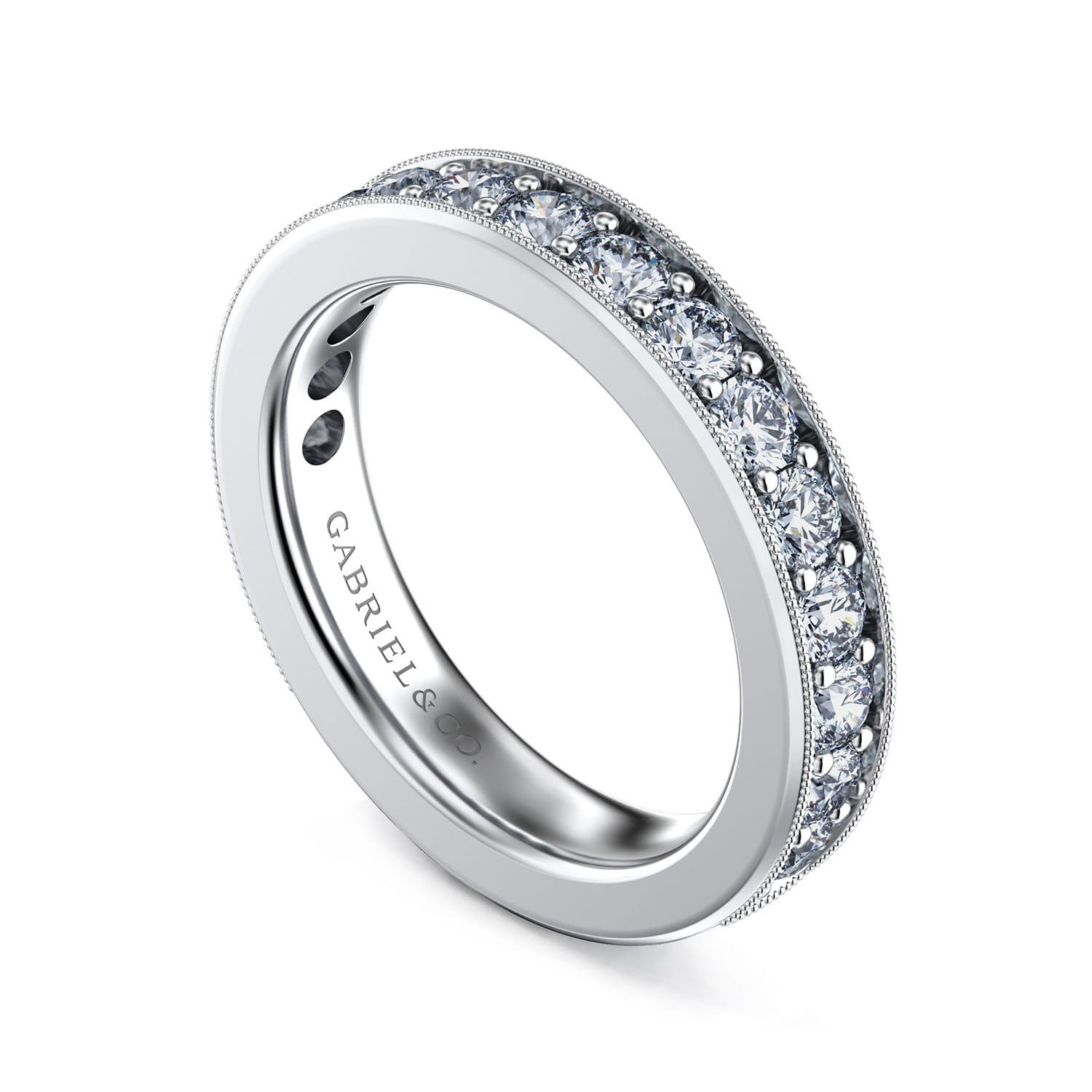 Straight Wedding Ring in 14k White Gold with Round  at Gabriel & Co. - Shot 3