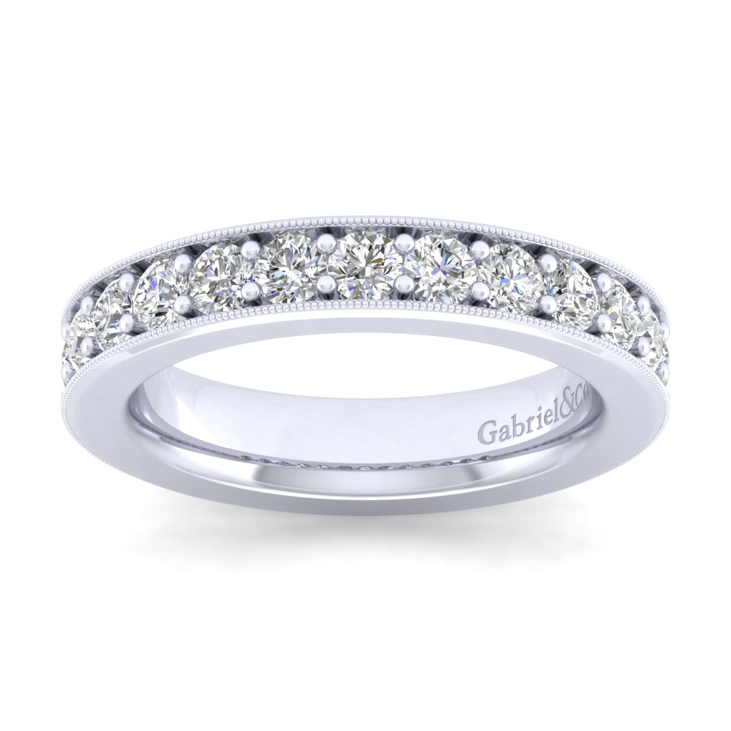 Straight Wedding Ring in 14k White Gold with Round  at Gabriel & Co. - Shot 5