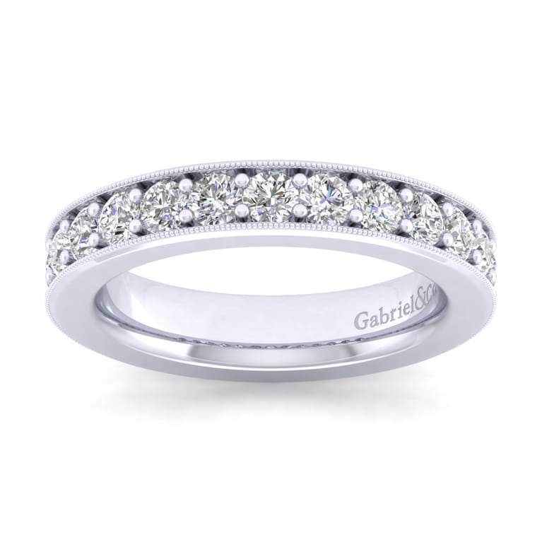 Straight Wedding Ring in 14k White Gold with Round  at Gabriel & Co. - Shot 5