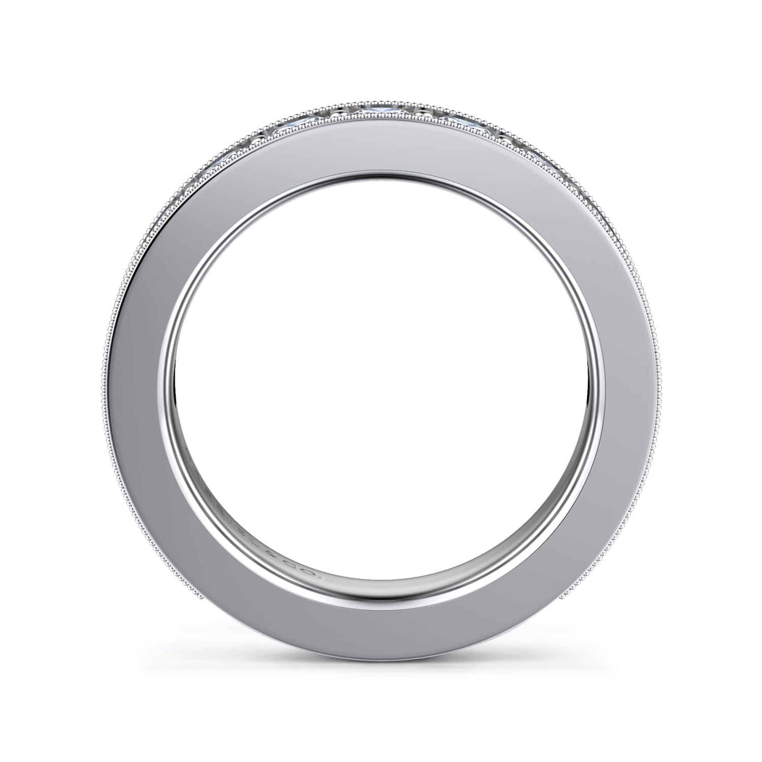 Straight Wedding Ring in 14k White Gold with Round  at Gabriel & Co. - Shot 2