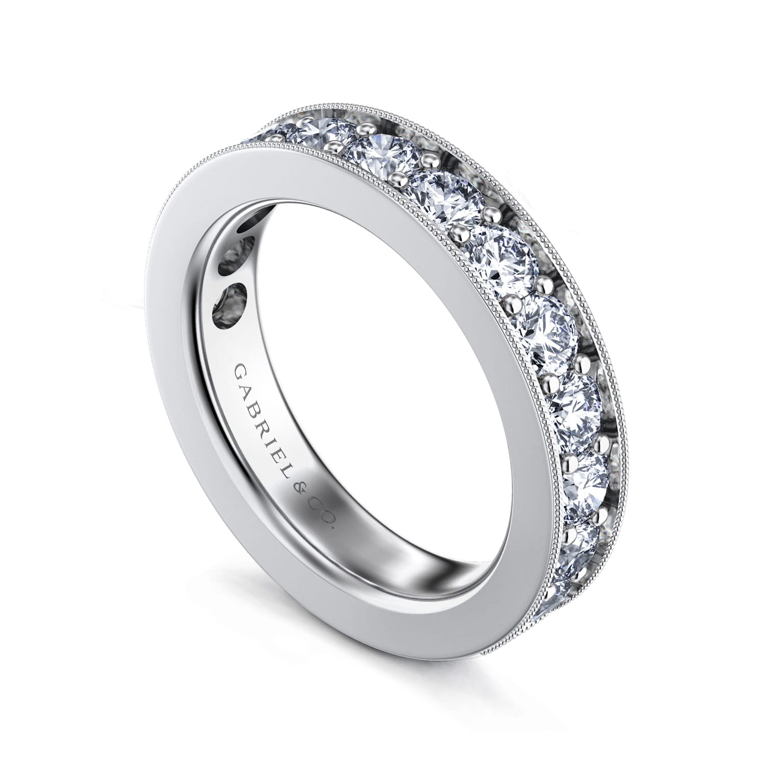 Straight Wedding Ring in 14k White Gold with Round  at Gabriel & Co. - Shot 3