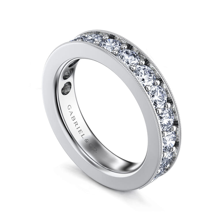 Straight Wedding Ring in 14k White Gold with Round  at Gabriel & Co. - Shot 3