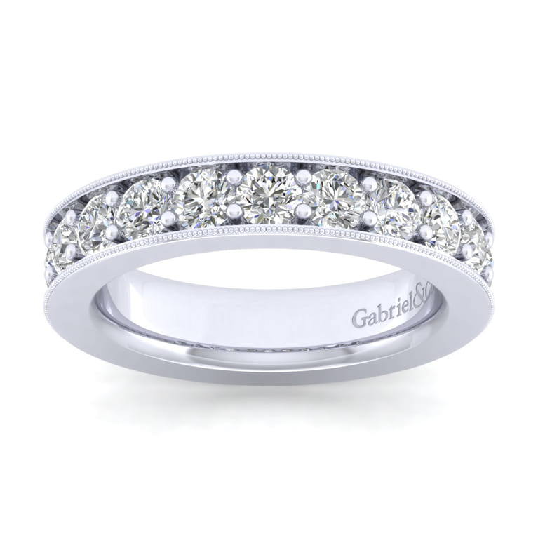 Straight Wedding Ring in 14k White Gold with Round  at Gabriel & Co. - Shot 5