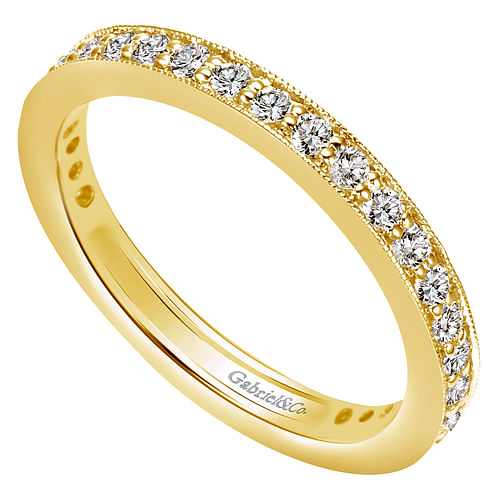 Calabria - 14K Yellow Gold Channel Prong Diamond Eternity Band with Milgrain - 0.45 ct - Shot 3