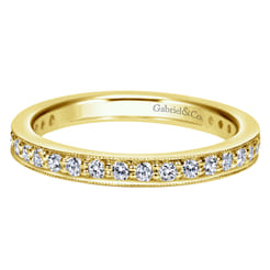 Calabria - 14K Yellow Gold Channel Prong Diamond Eternity Band with Milgrain
