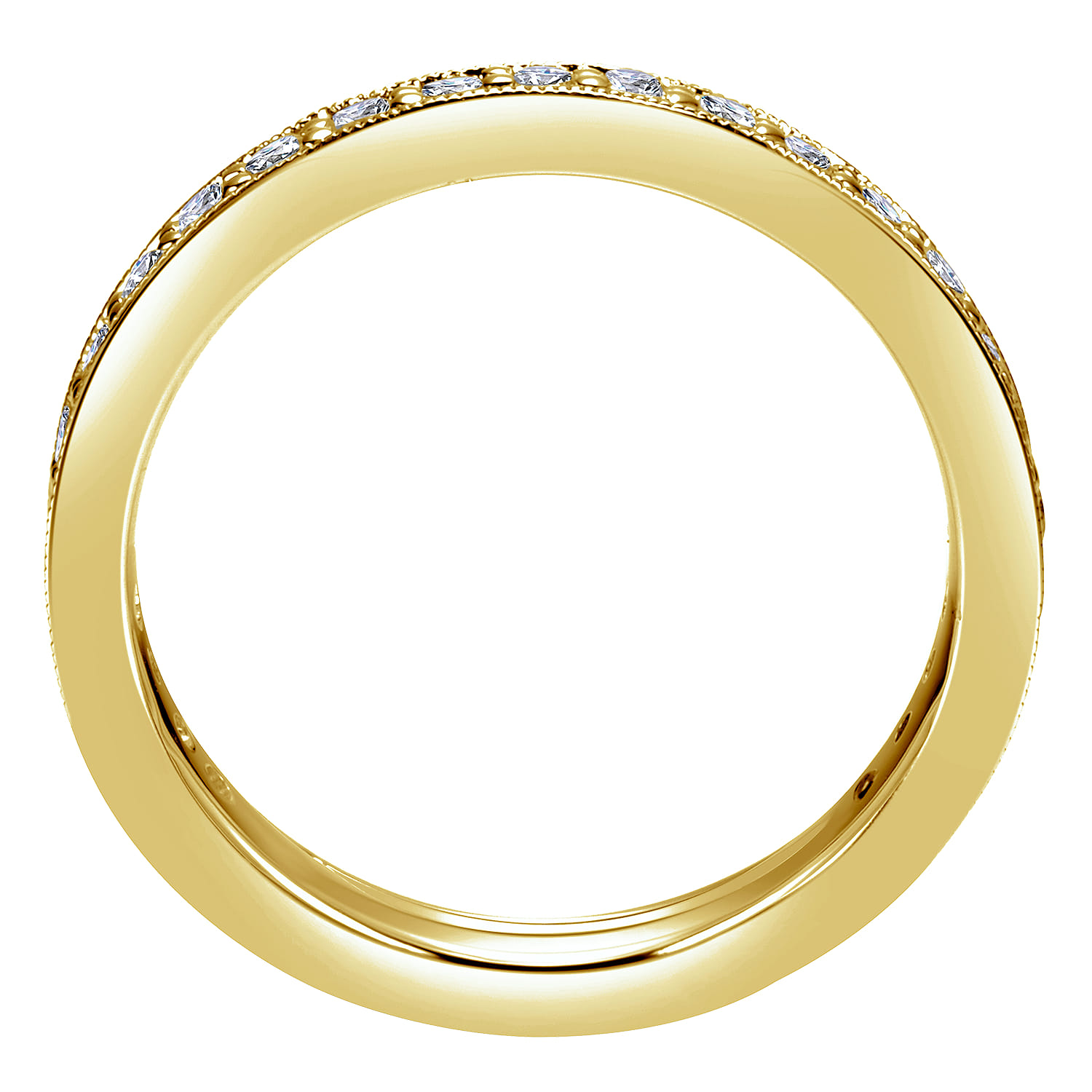 Eternity Band Wedding Ring in 14k Yellow Gold with Round Natural Diamond at Gabriel & Co. - Shot 2