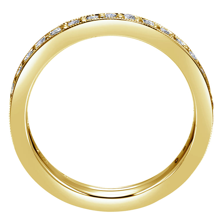 Eternity Band Wedding Ring in 14k Yellow Gold with Round Natural Diamond at Gabriel & Co. - Shot 2