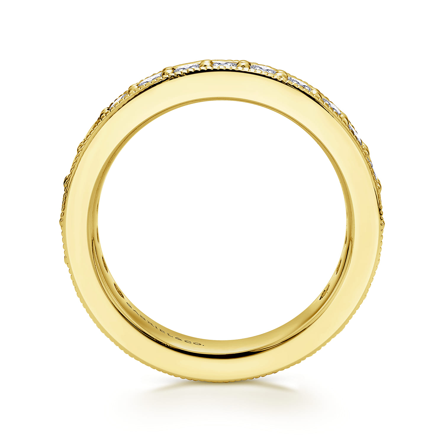 Eternity Band Wedding Ring in 14k Yellow Gold with Round Natural Diamond at Gabriel & Co. - Shot 2