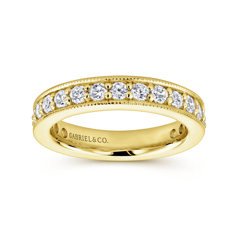 Eternity Band Wedding Ring in 14k Yellow Gold with Round Natural Diamond at Gabriel & Co. - Shot 4