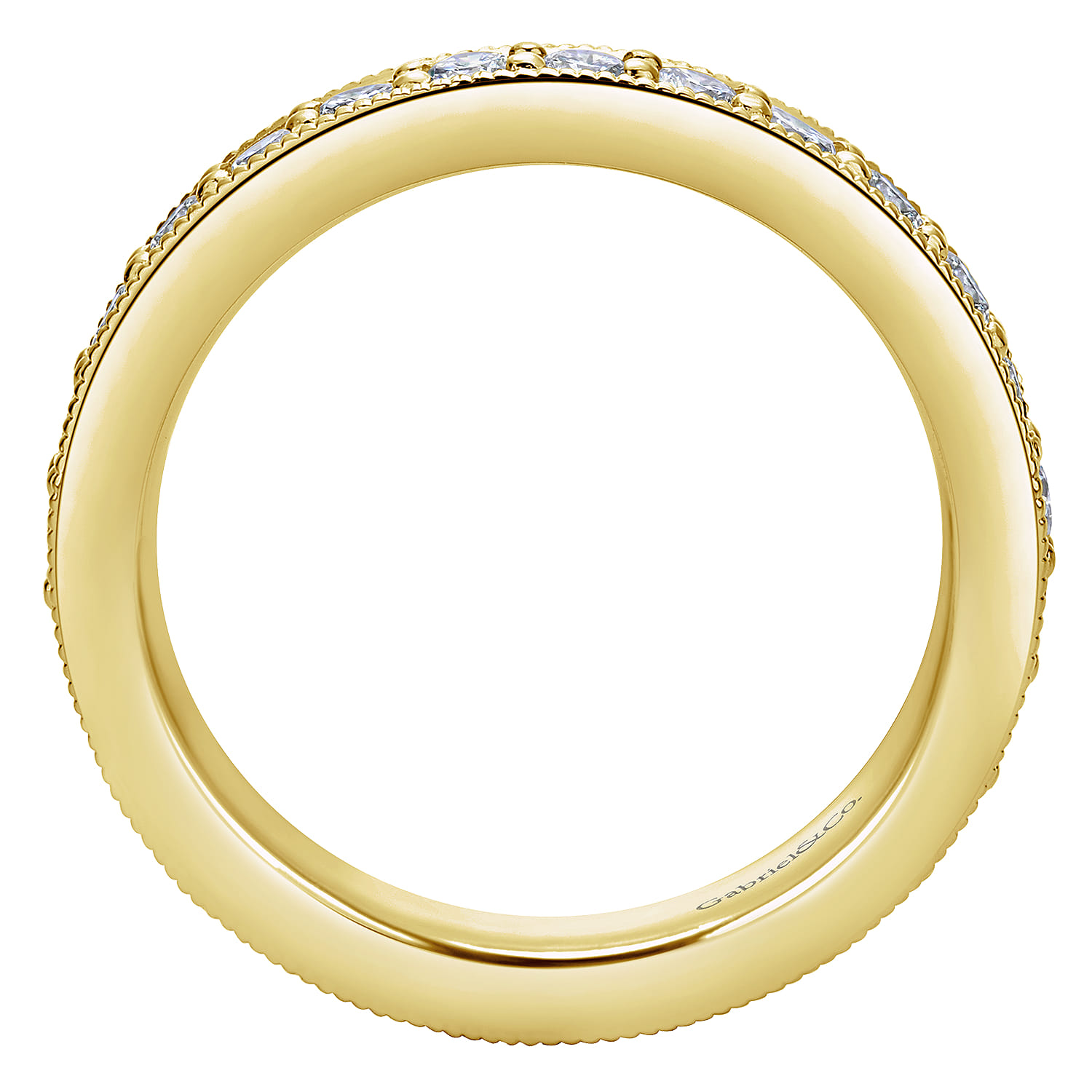 Eternity Band Wedding Ring in 14k Yellow Gold with Round Natural Diamond at Gabriel & Co. - Shot 2