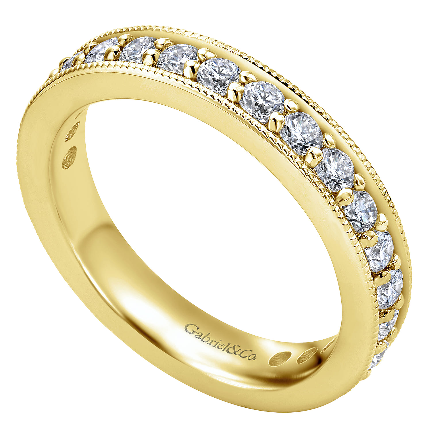 Eternity Band Wedding Ring in 14k Yellow Gold with Round Natural Diamond at Gabriel & Co. - Shot 3
