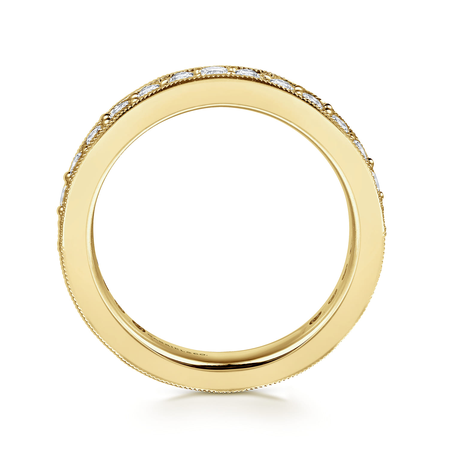 Eternity Band Wedding Ring in 14k Yellow Gold with Round Natural Diamond at Gabriel & Co. - Shot 2