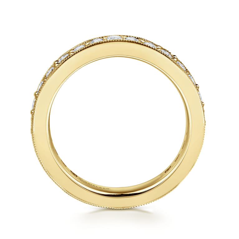 Eternity Band Wedding Ring in 14k Yellow Gold with Round Natural Diamond at Gabriel & Co. - Shot 2