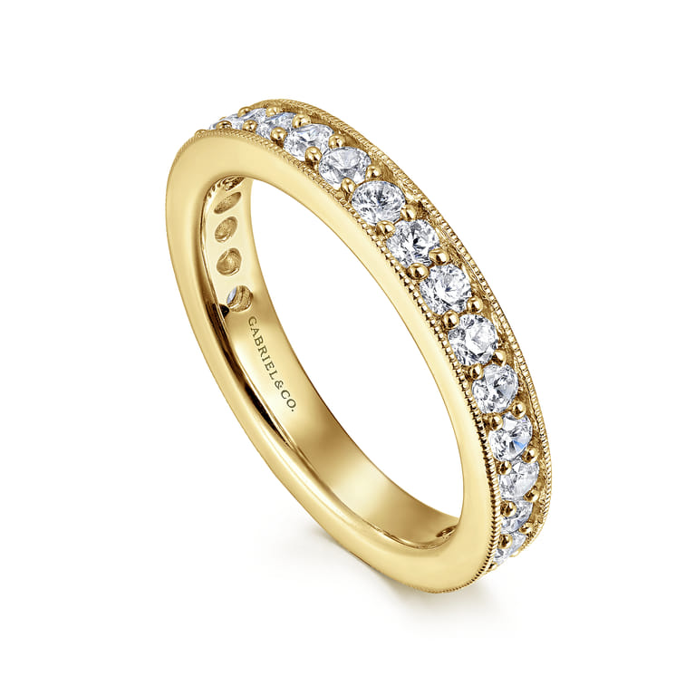 Eternity Band Wedding Ring in 14k Yellow Gold with Round Natural Diamond at Gabriel & Co. - Shot 3