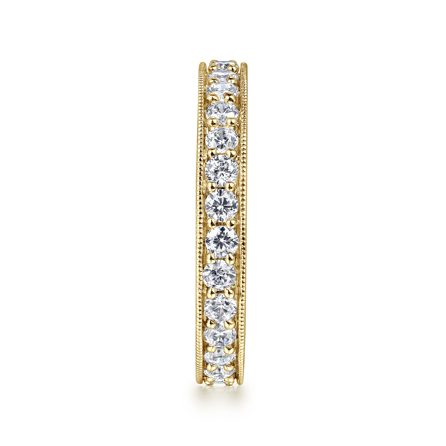 Eternity Band Wedding Ring in 14k Yellow Gold with Round Natural Diamond at Gabriel & Co. - Shot 4