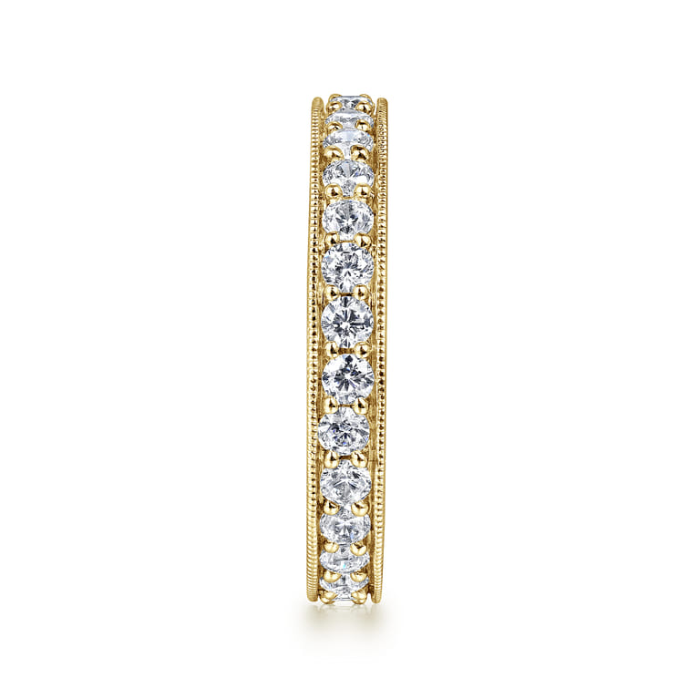 Eternity Band Wedding Ring in 14k Yellow Gold with Round Natural Diamond at Gabriel & Co. - Shot 4